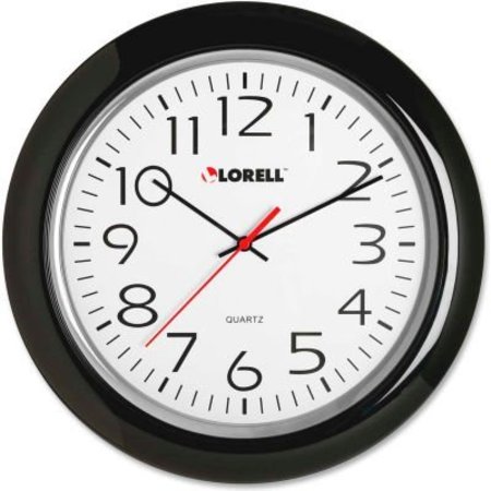 LORELL Lorell® 13-1/4" Round Quartz Wall Clock, Plastic Case, Black 60989